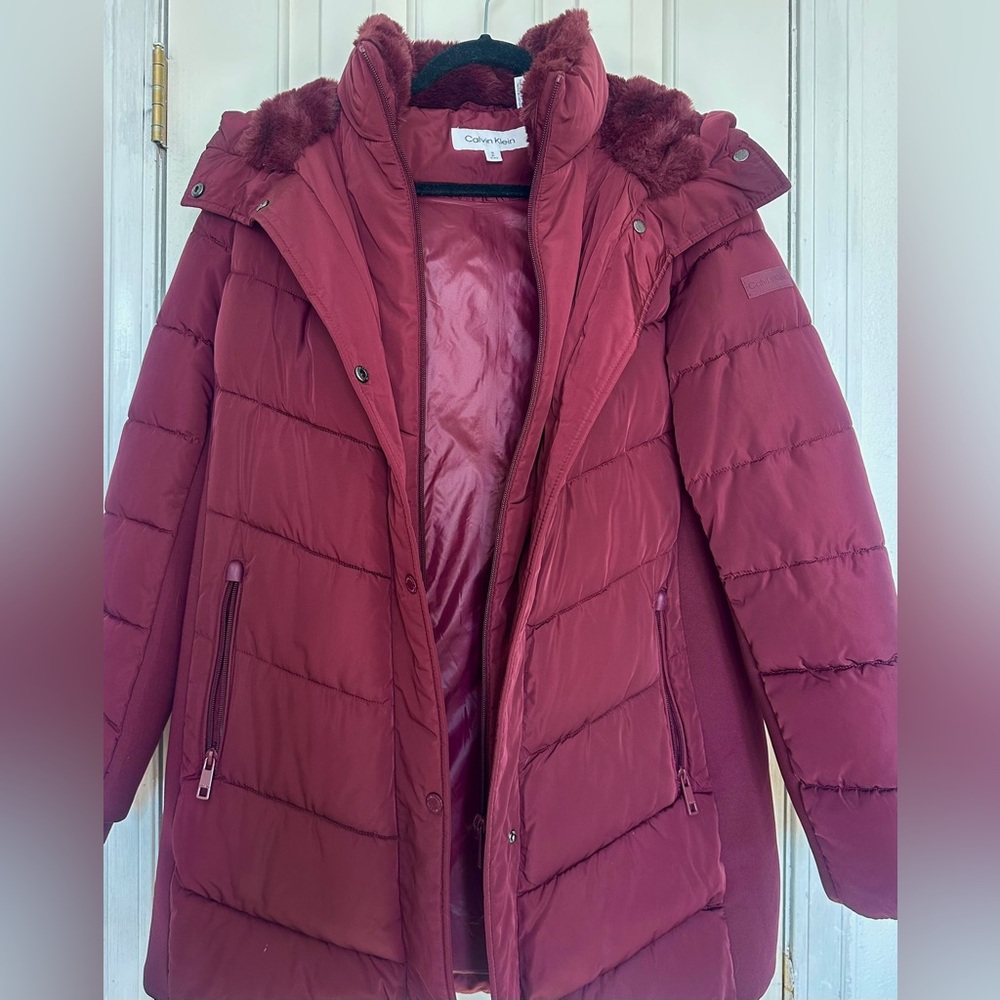 Calvin Klein Women's Deep Red Puffer Jacket